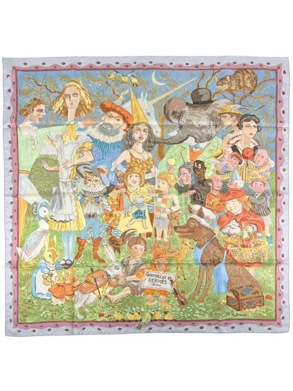Hermes Carre 90 Fairytales Fairy Tale Scarf Silk Light Blue Multicolor